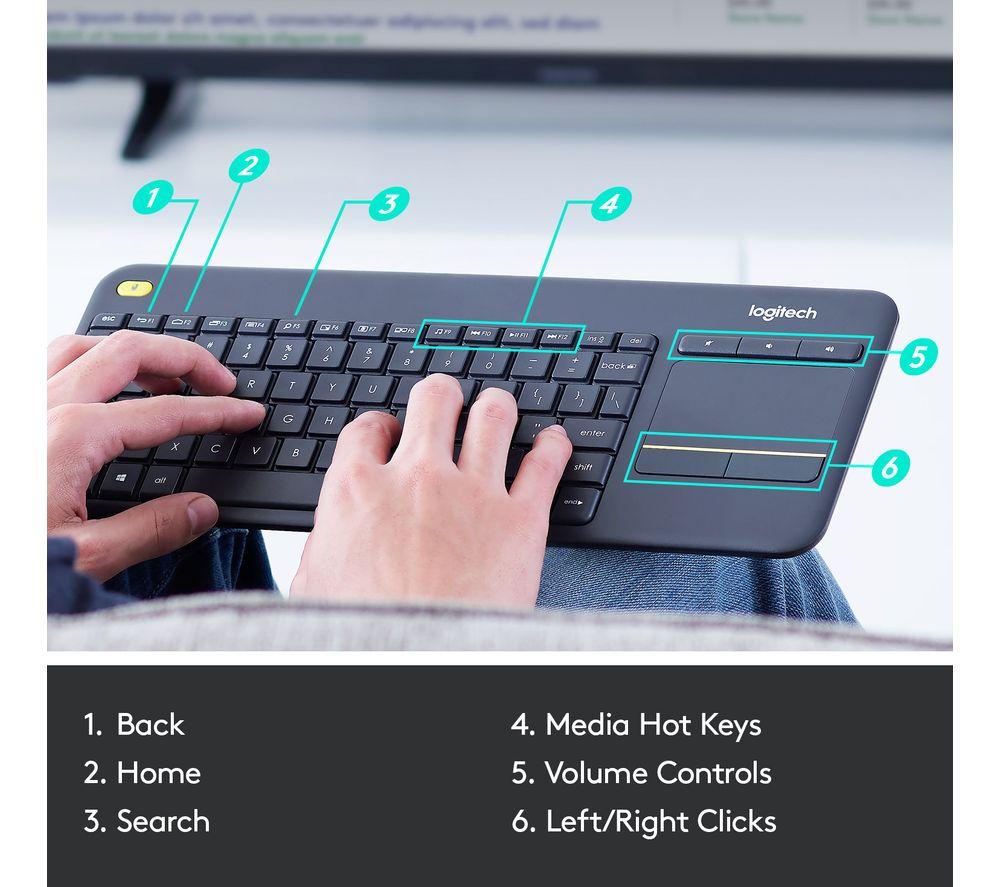 LOGITECH K400 Plus Kabellose Tastatur – Dunkelgrau
