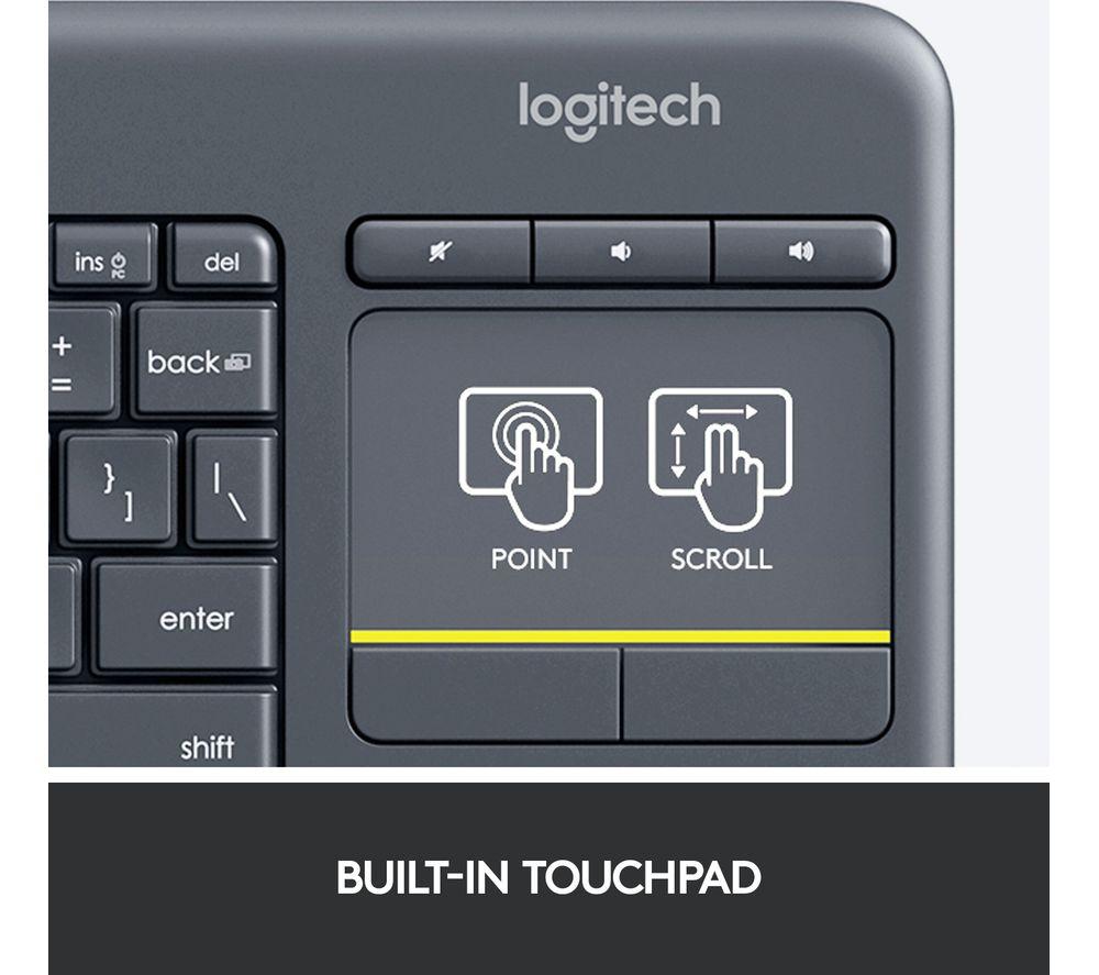LOGITECH K400 Plus Kabellose Tastatur – Dunkelgrau