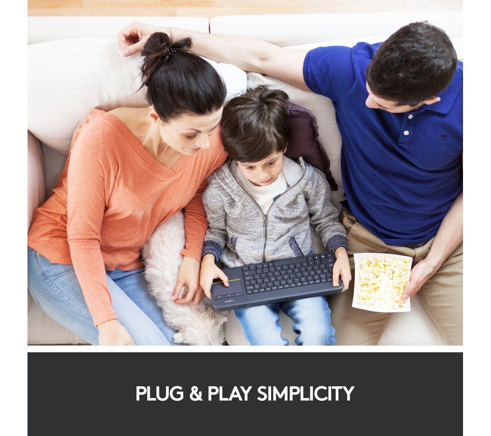 LOGITECH K400 Plus Kabellose Tastatur – Dunkelgrau