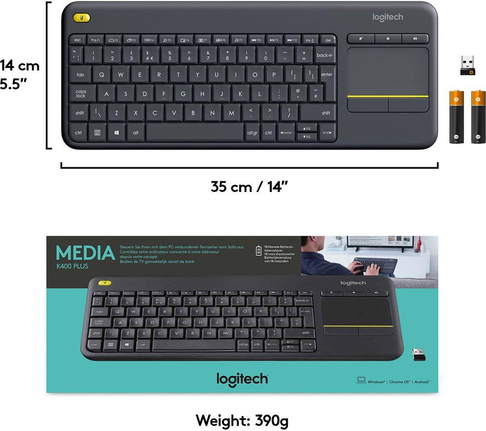 LOGITECH K400 Plus Wireless Keyboard - Dark Grey