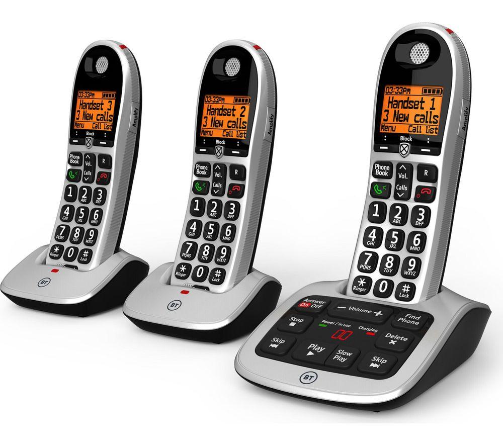 BT 4600 Schnurloses Telefon mit Anrufbeantworter - Dreifach-Mobilteile, Silber