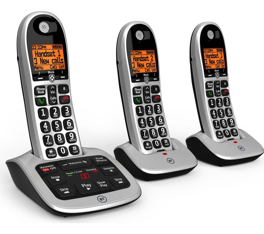 BT 4600 Cordless Phone with Answering Machine - Triple Handsets, Silver