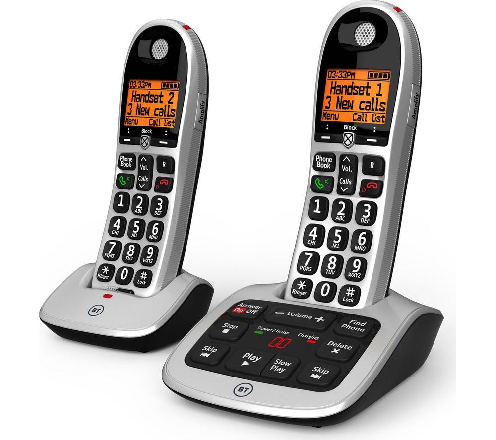BT 4600 Cordless Phone with Answering Machine - Twin Handsets, Silver