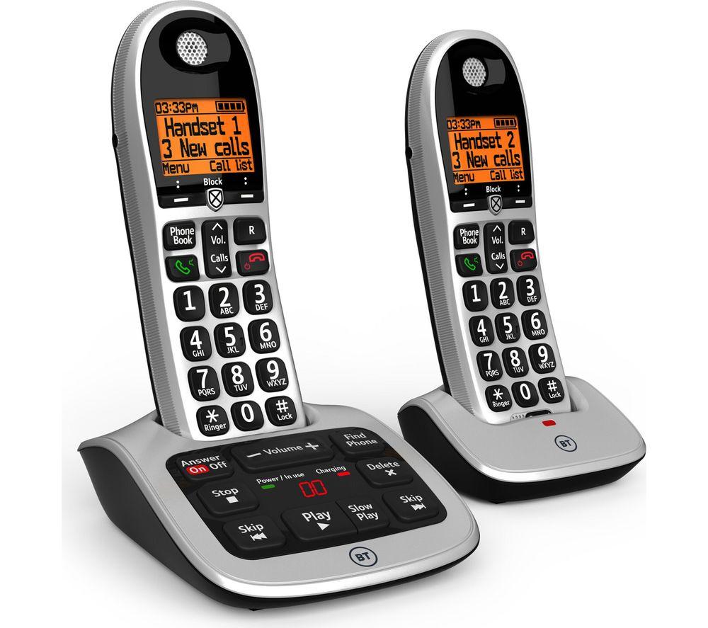 BT 4600 Cordless Phone with Answering Machine - Twin Handsets, Silver