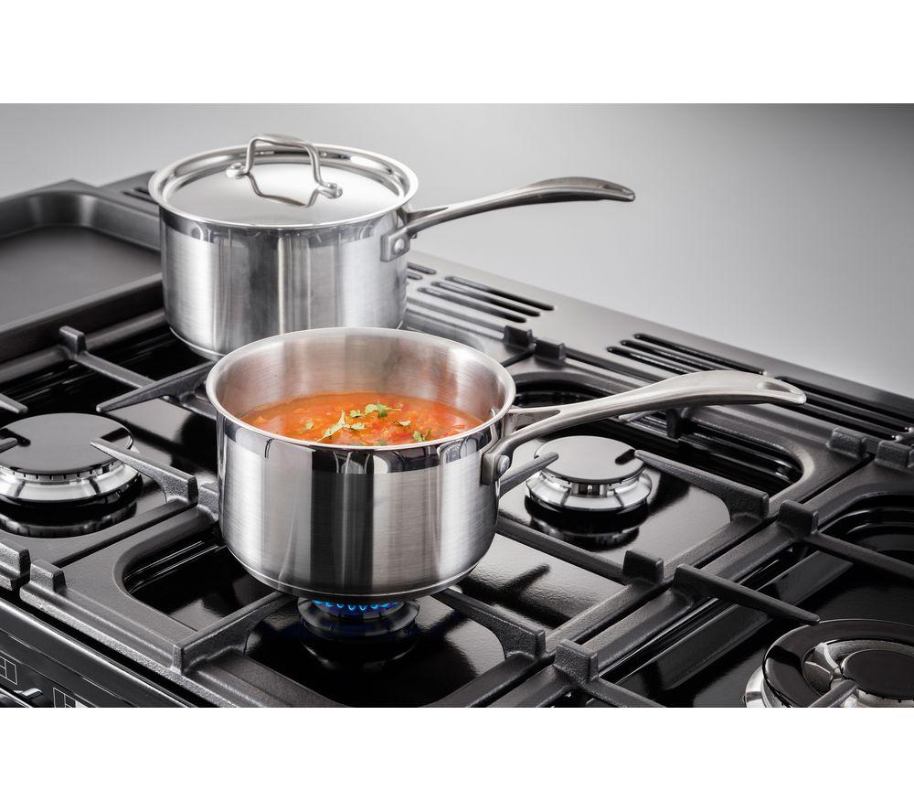Cocina de pie RANGEMASTER Professional Deluxe 90 de doble combustible - Acero inoxidable