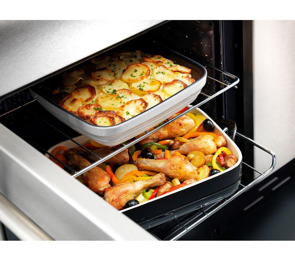 Cocina de pie RANGEMASTER Professional Deluxe 90 de doble combustible - Acero inoxidable