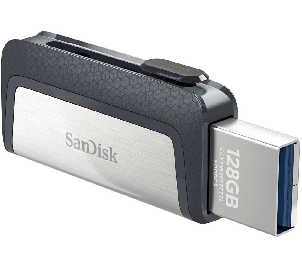 SANDISK Ultra USB Type-C & USB 3.1 Dual Memory Stick - 128 GB, Silver