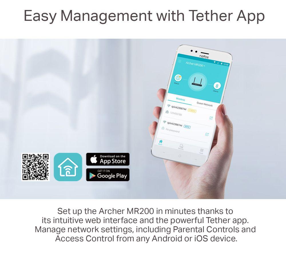 TP-LINK Archer MR200 WiFi 4G Router - AC 750, Dual-band