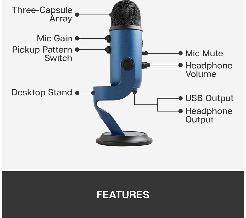 Micrófono de streaming USB Yeti - Azul Noche