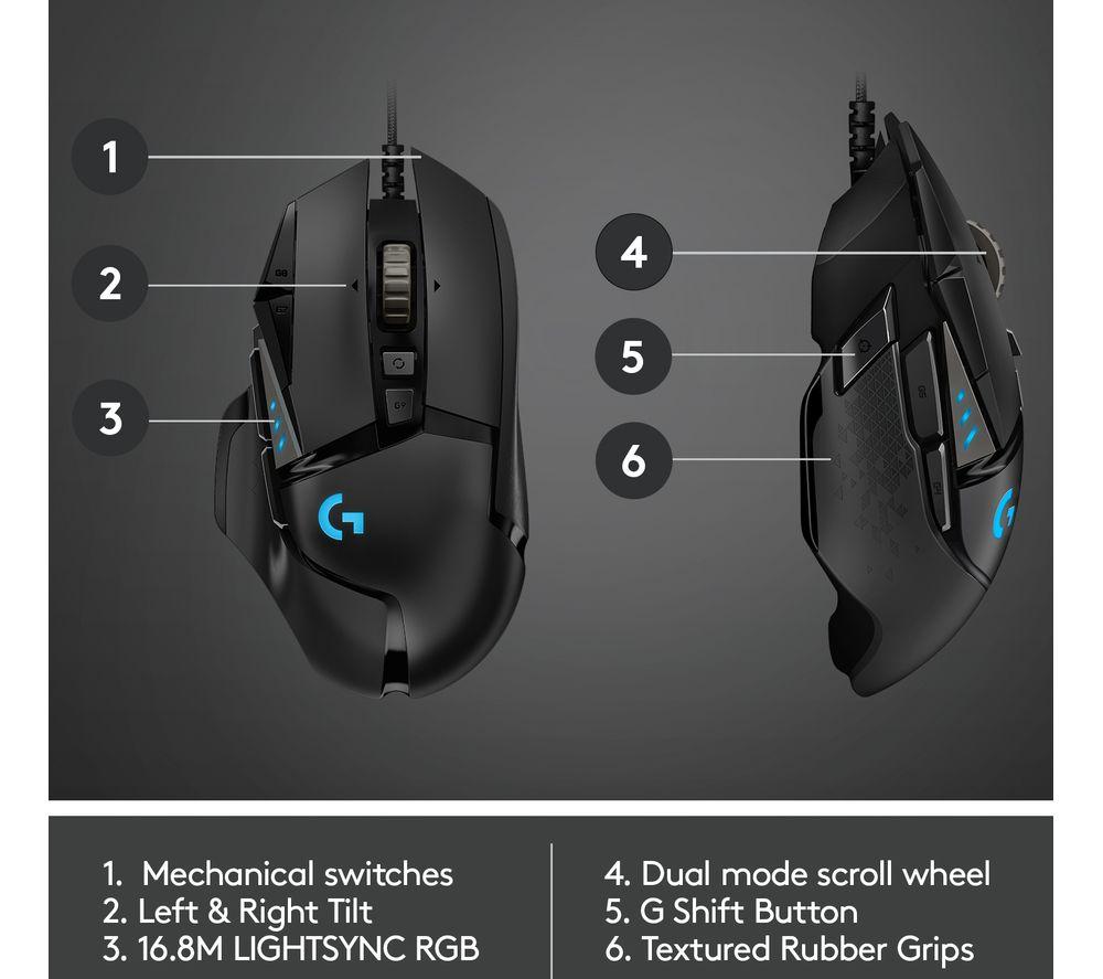 Ratón óptico para juegos Logitech G502 Hero