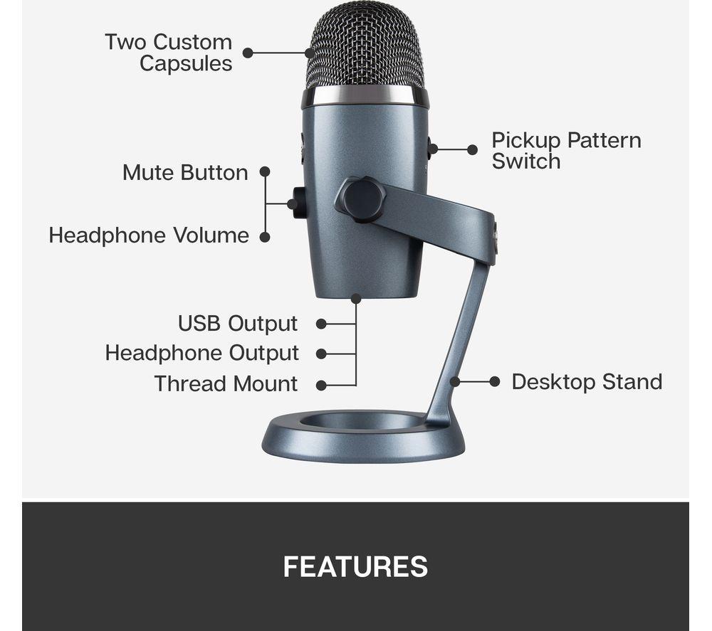 YETI Nano USB Streaming Microphone - Grey