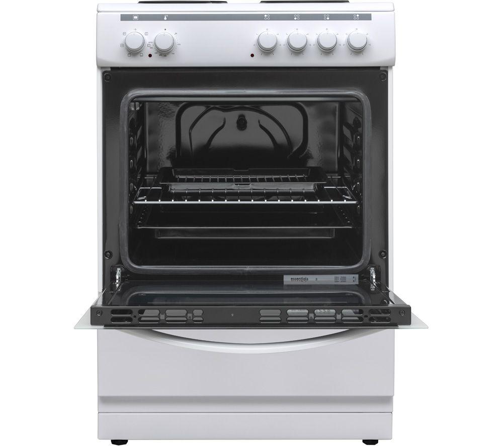 ESSENTIALS CFSE60W18 60 cm Electric Solid Plate Cooker - White