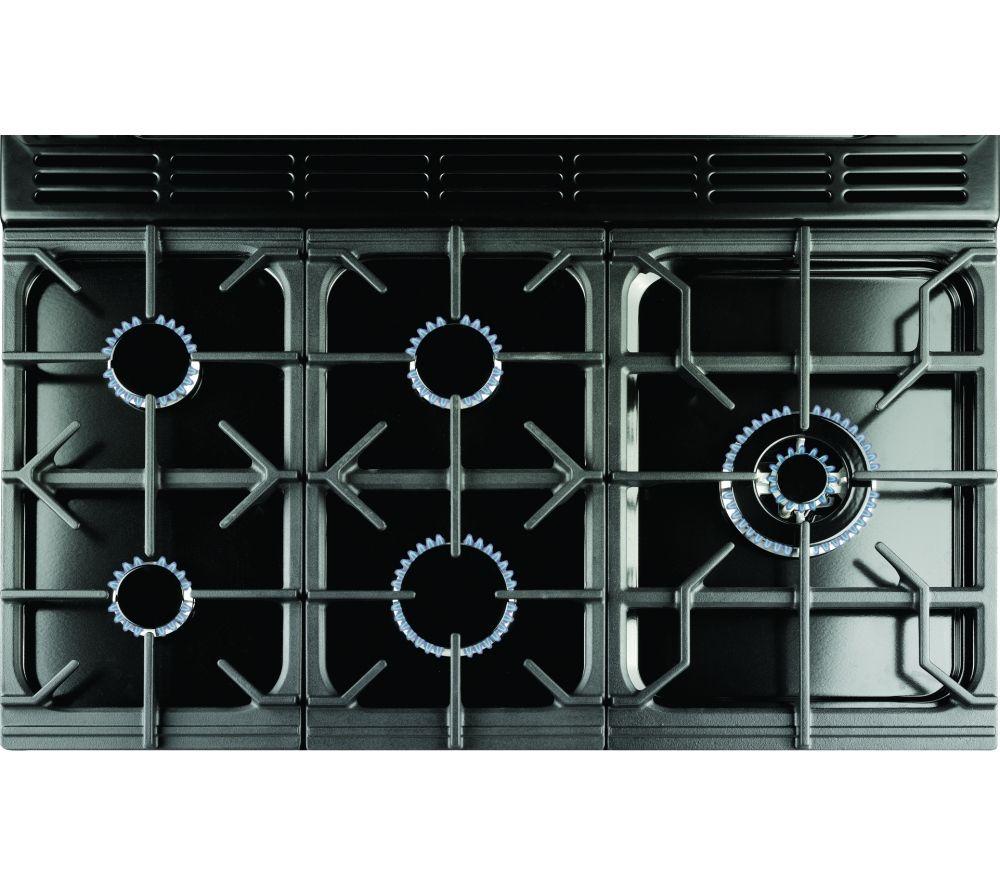 RANGEMASTER Professional Deluxe 90 Dual Fuel Range Cooker - Black & Chrome