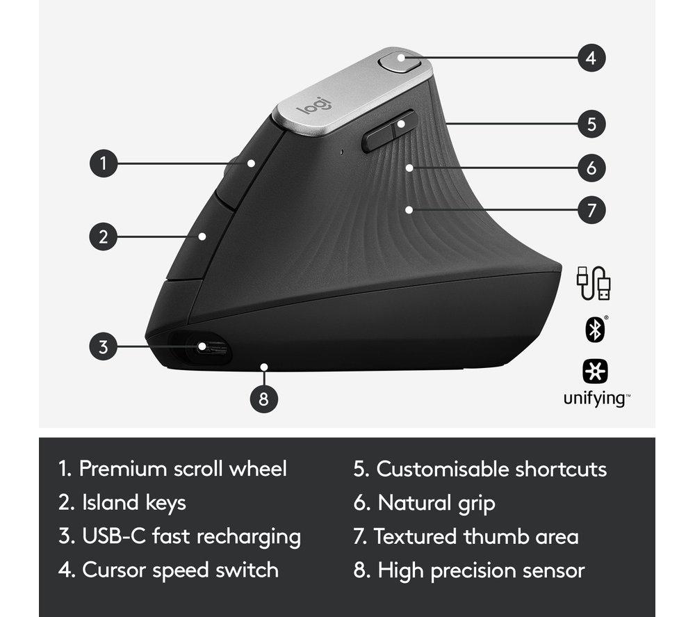 Ratón óptico ergonómico vertical Logitech MX