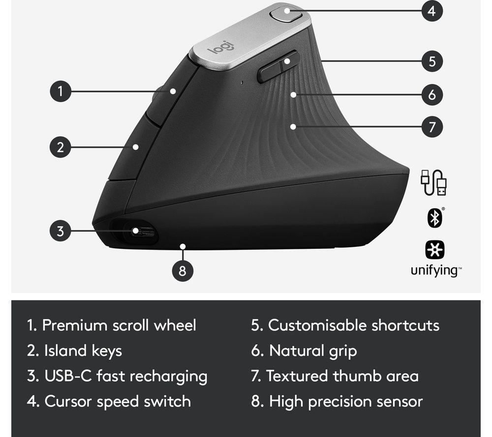 Ratón óptico ergonómico vertical Logitech MX