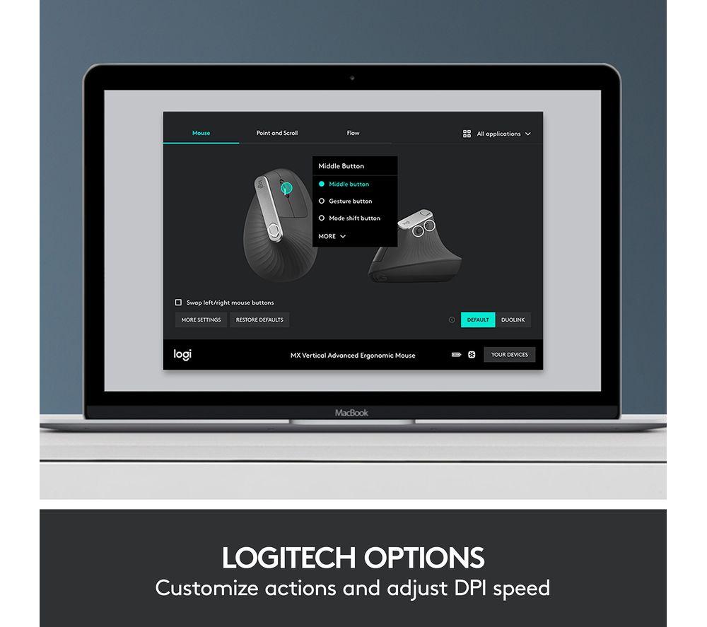 Ratón óptico ergonómico vertical Logitech MX