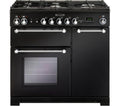 RANGEMASTER Kitchener KCH90DFFBL/C Dual Fuel Range Cooker - Black & Chrome