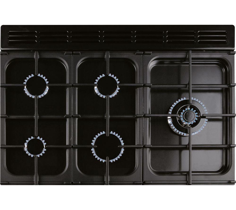 Cocina de gas y eléctrica RANGEMASTER Kitchener KCH90DFFBL/C - Negra y Cromada