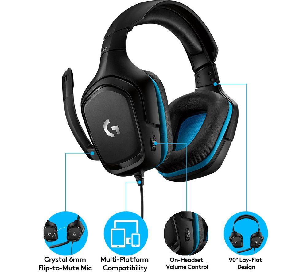 LOGITECH G432 7.1 Gaming Headset - Black & Blue