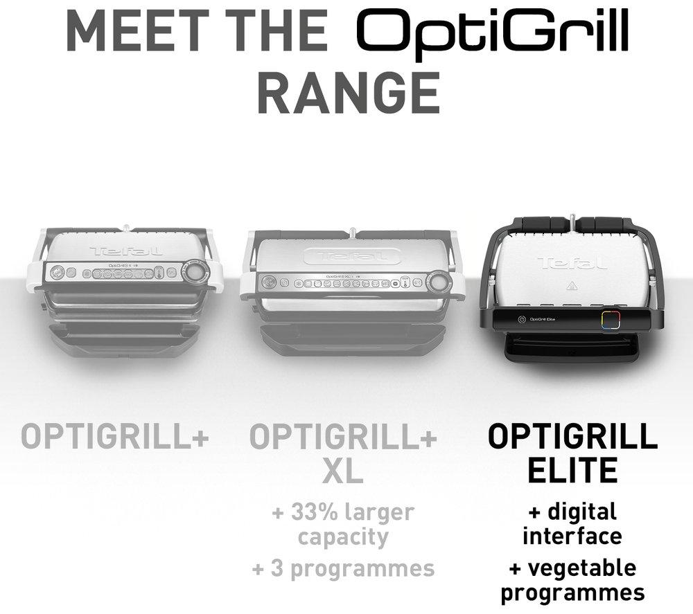 TEFAL Optigrill Elite GC750D40 Smart Health Grill - Silver & Black