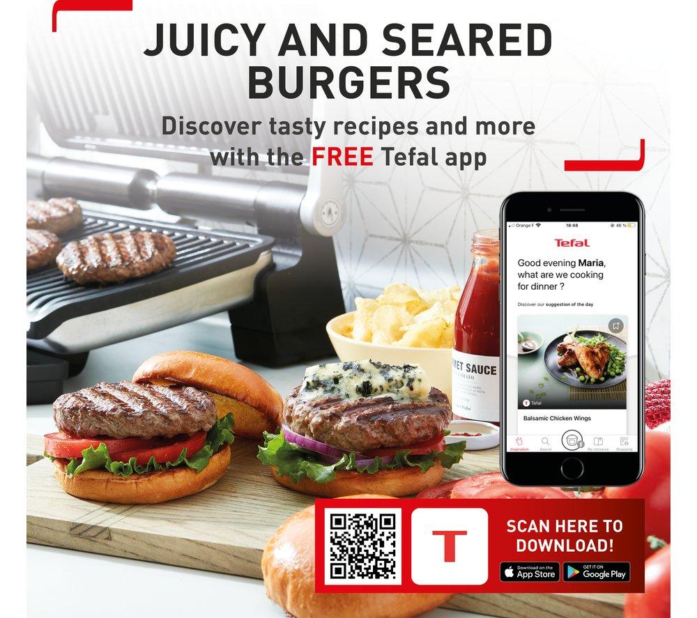 TEFAL Optigrill Elite GC750D40 Smart Health Grill - Silver & Black