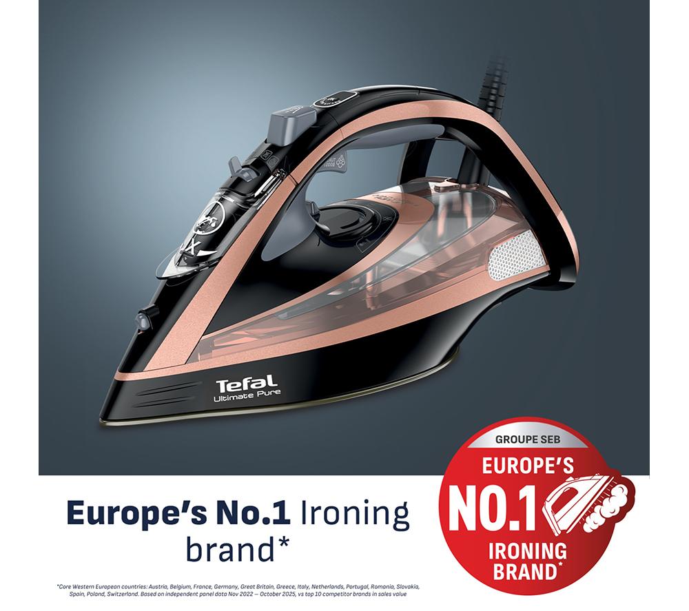 TEFAL Ultimate Pure FV9845 Steam Iron - Black & Rose Gold