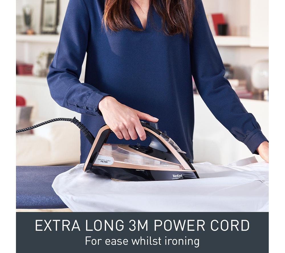 TEFAL Ultimate Pure FV9845 Steam Iron - Black & Rose Gold