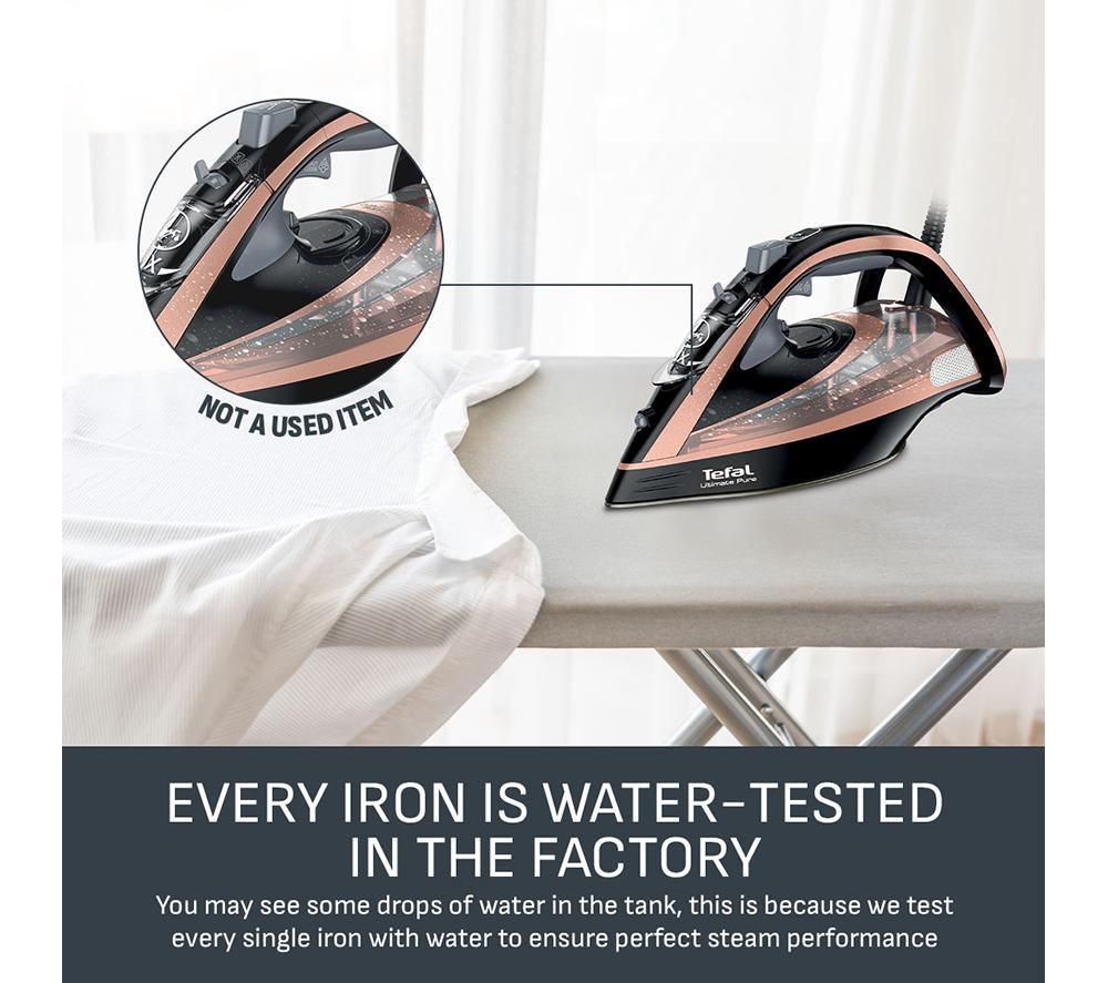TEFAL Ultimate Pure FV9845 Steam Iron - Black & Rose Gold