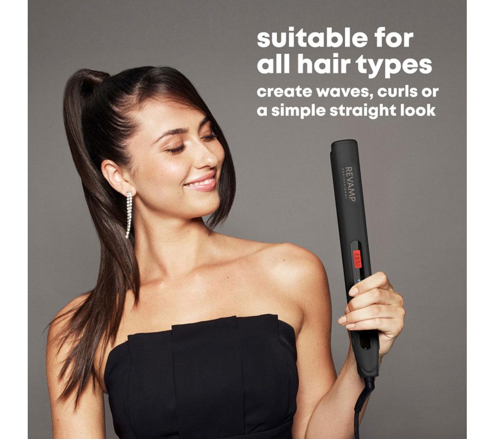 Plancha de pelo digital de cerámica REVAMP Touch - Negro