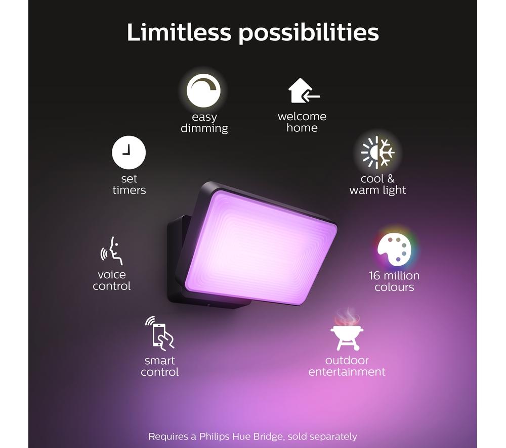 PHILIPS HUE Discover White & Colour Ambiance Smart Outdoor LED Floodlight - Black