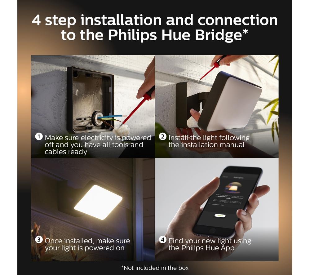 PHILIPS HUE Discover White & Colour Ambiance Smart Outdoor LED Floodlight - Black