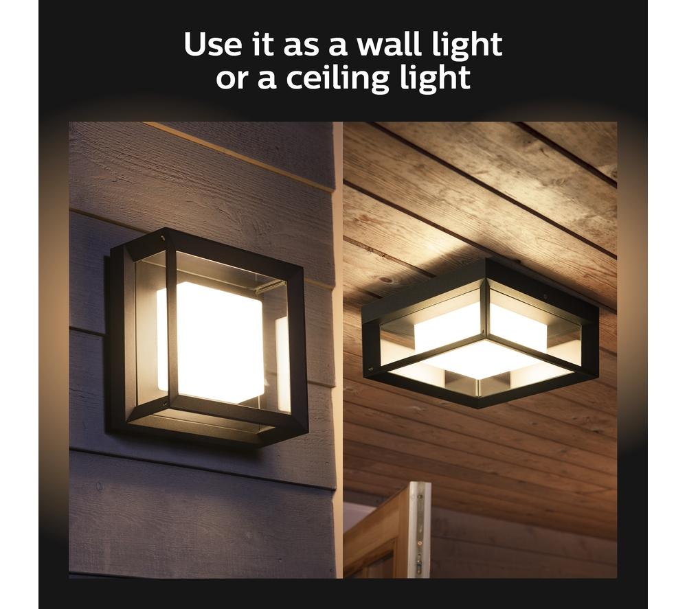 PHILIPS HUE Econic White & Colour Ambiance Smart Outdoor LED Wall Light - Black
