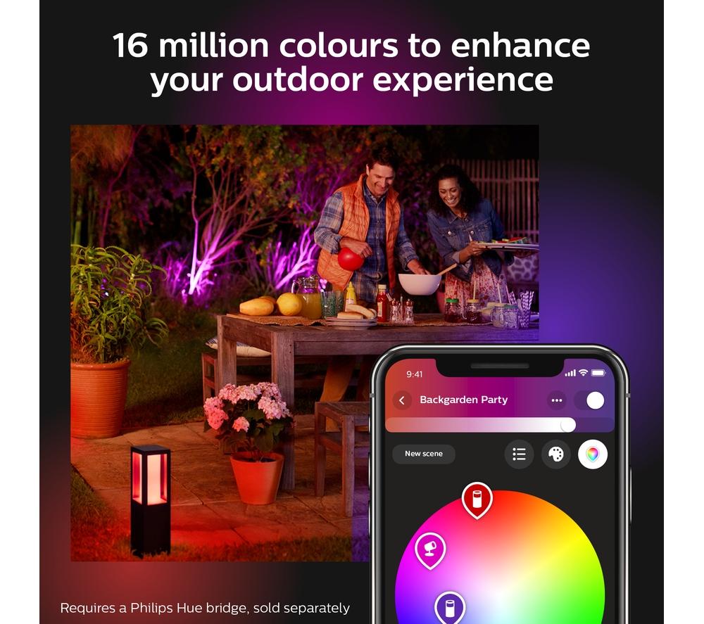 PHILIPS HUE Econic White & Colour Ambiance Smart Outdoor LED Wall Light - Black