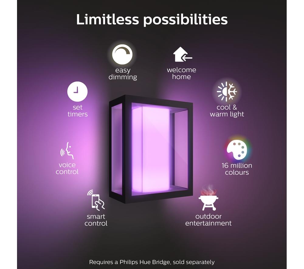 PHILIPS HUE Impress White & Colour Ambiance Smart Outdoor LED Wall Light - Black, Large