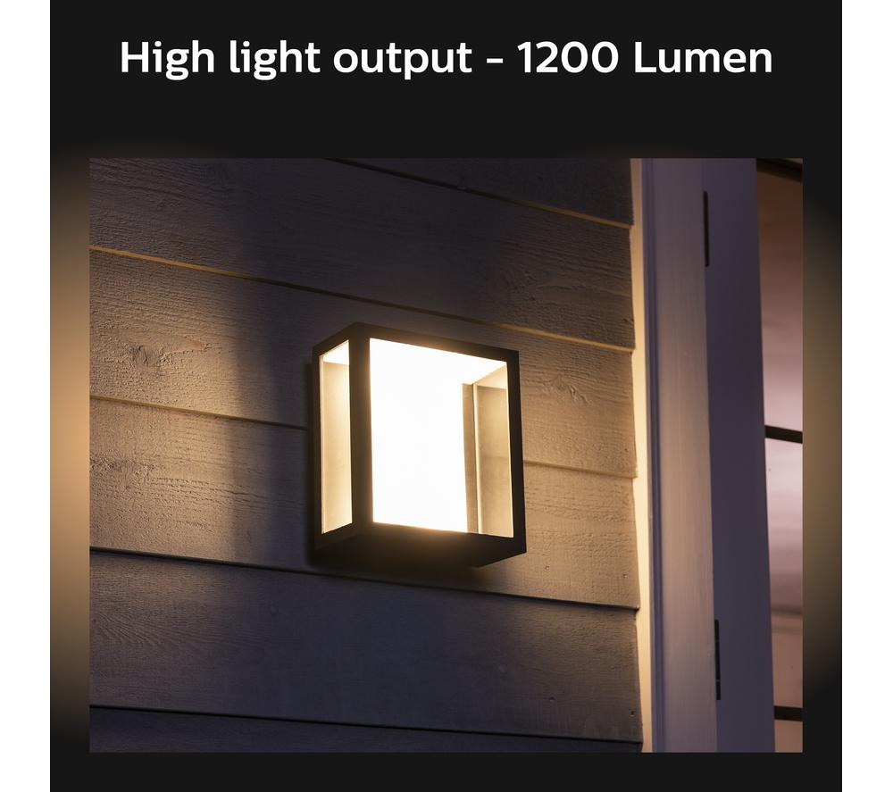 PHILIPS HUE Impress White & Colour Ambiance Smart Outdoor LED Wall Light - Black, Large
