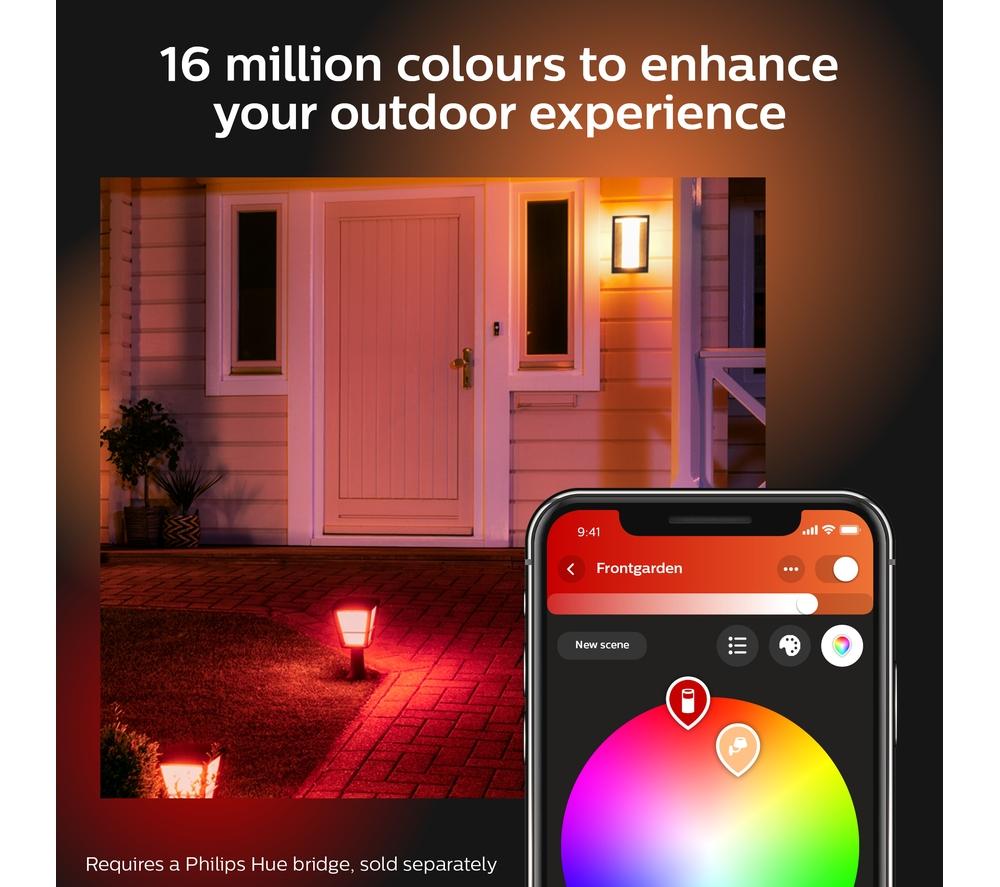PHILIPS HUE Impress White & Colour Ambiance Smart Outdoor LED Wall Light - Black, Large