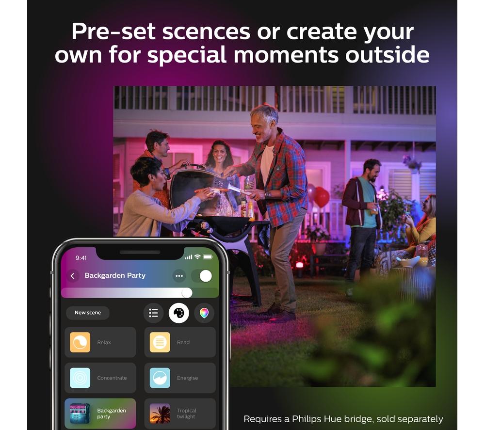 PHILIPS HUE Impress White & Colour Ambiance Smart Outdoor LED Wall Light - Black, Large