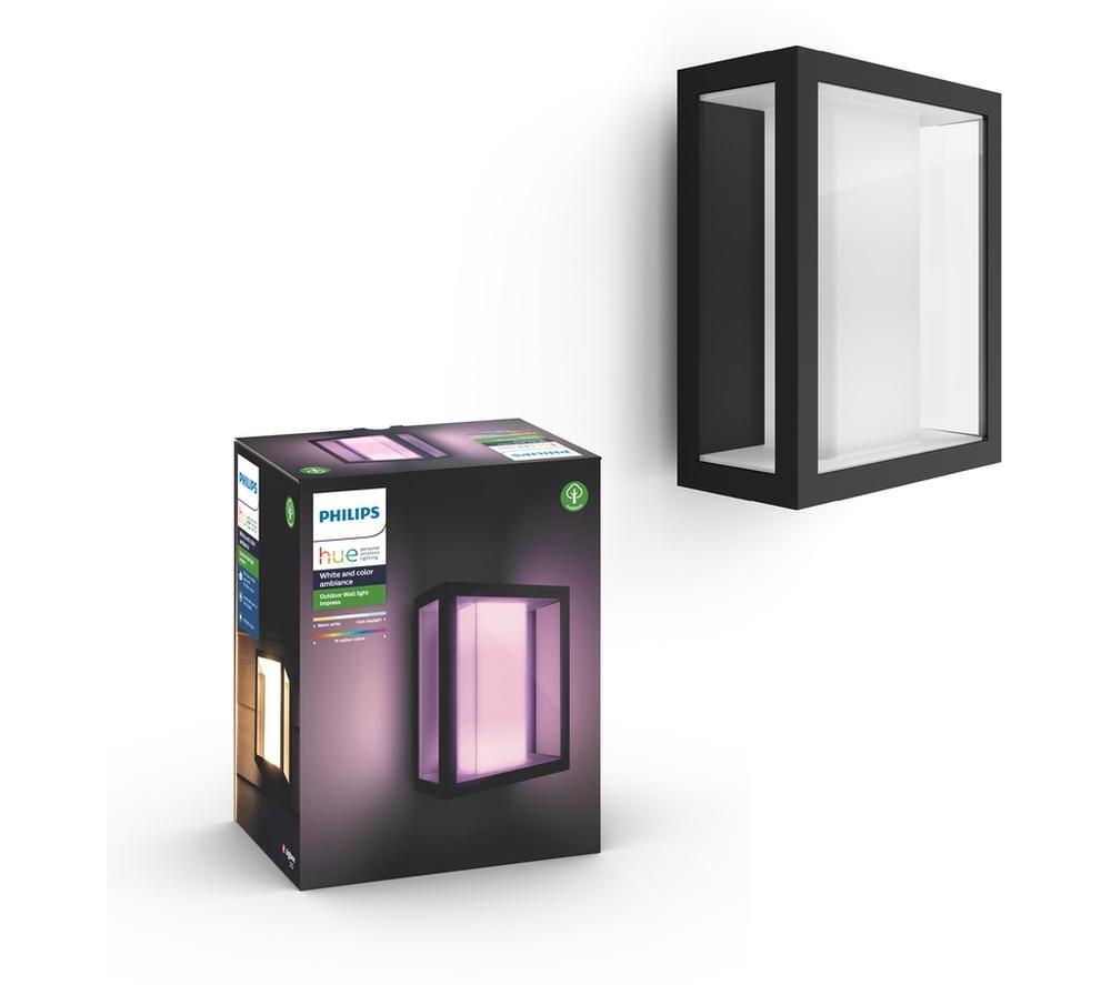 PHILIPS HUE Impress White & Colour Ambiance Smart Outdoor LED Wall Light - Black, Large