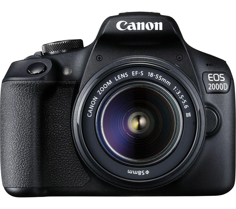 CANON EOS 2000D DSLR-Kamera mit EF-S 18-55 mm f/3.5-5.6 III & EF 75-300 mm f/4-5.6 III Objektiv