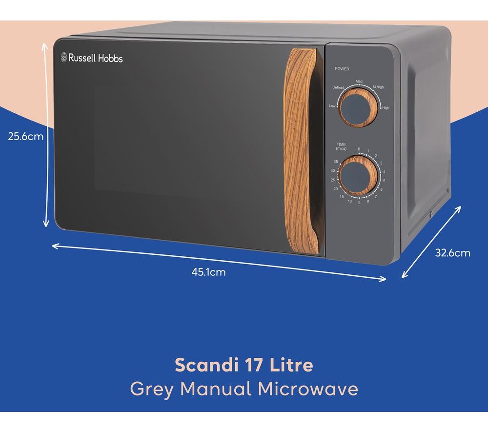 RUSSELL HOBBS Scandi RHMM713G Compact Solo Microwave - Grey