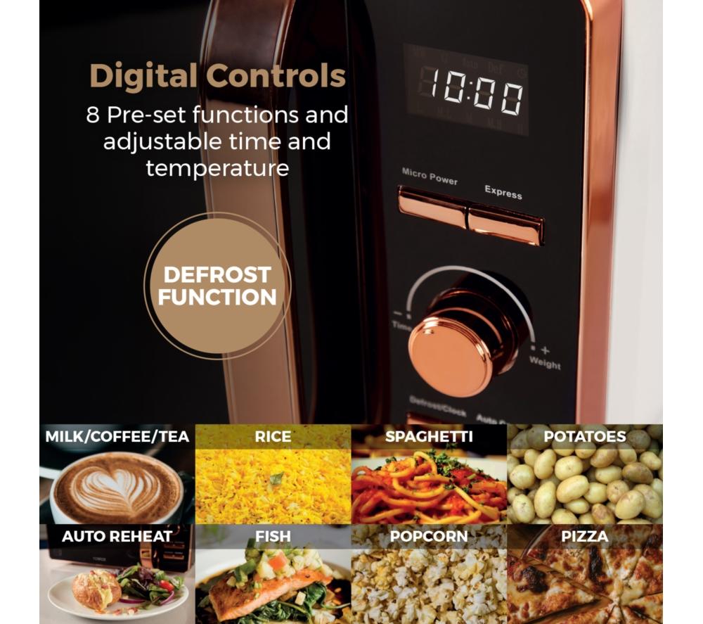 TOWER T24021W Solo Microwave - White & Rose Gold