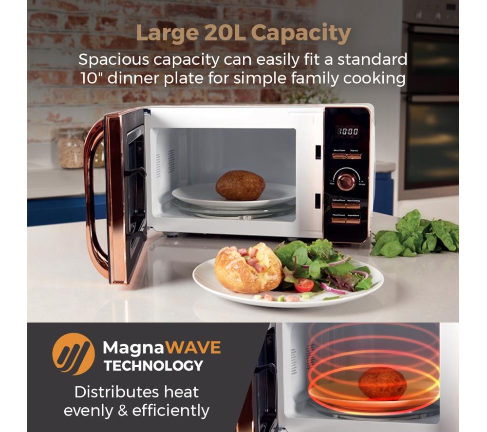 TOWER T24021W Solo Microwave - White & Rose Gold
