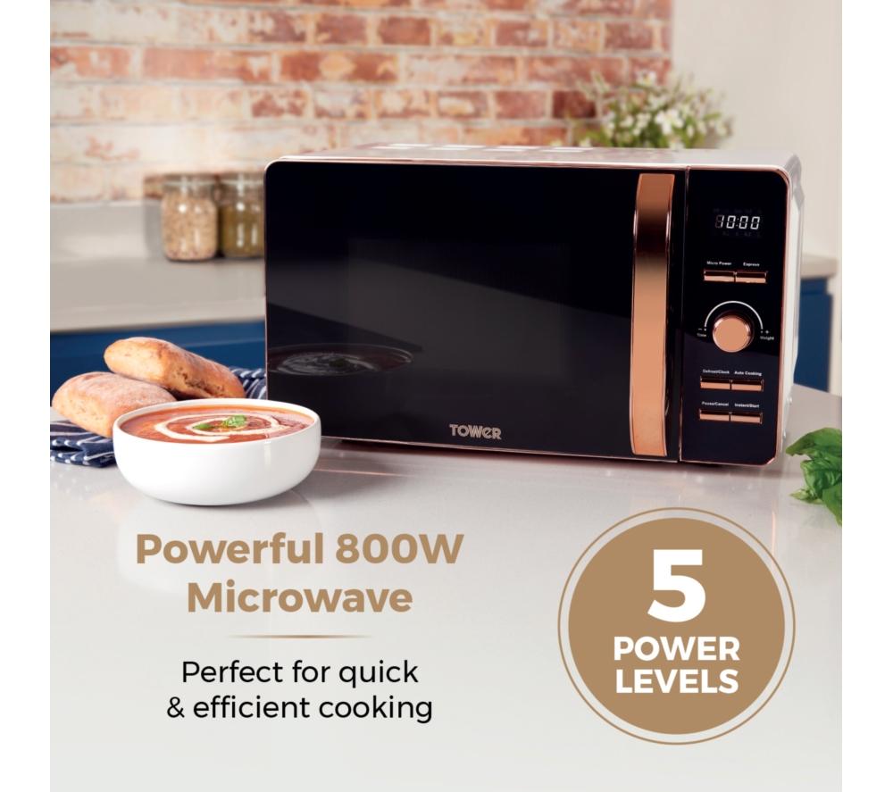 TOWER T24021W Solo Microwave - White & Rose Gold