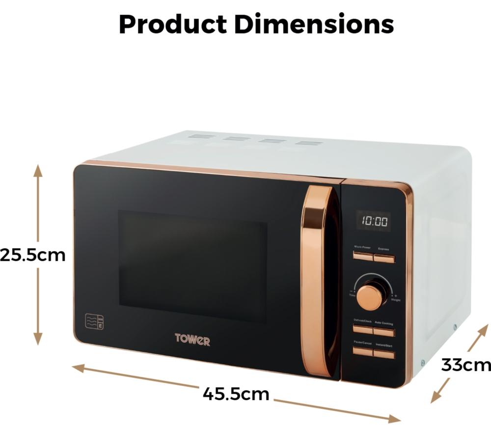 TOWER T24021W Solo Microwave - White & Rose Gold