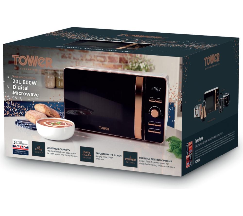 TOWER T24021W Solo Microwave - White & Rose Gold