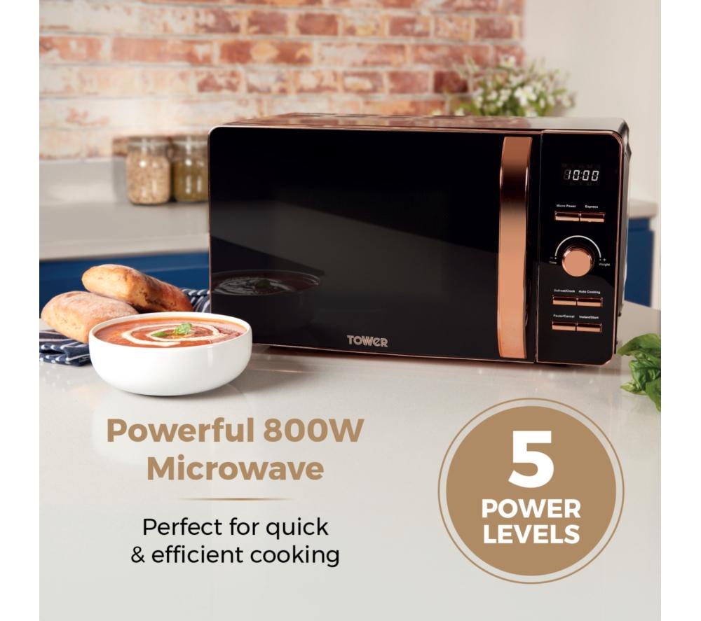 Microondas individual TOWER T24021 - Negro y oro rosa