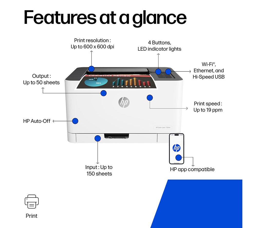 Impresora láser color HP 150nw | Diseño compacto | Impresora WiFi