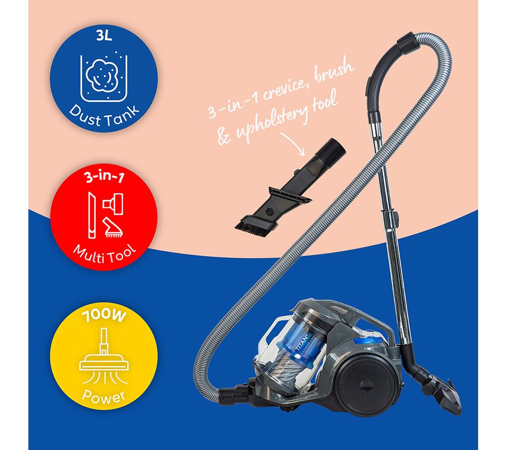 RUSSELL HOBBS Titan RHCV4101 Cylinder Bagless Vacuum Cleaner - Grey & Blue