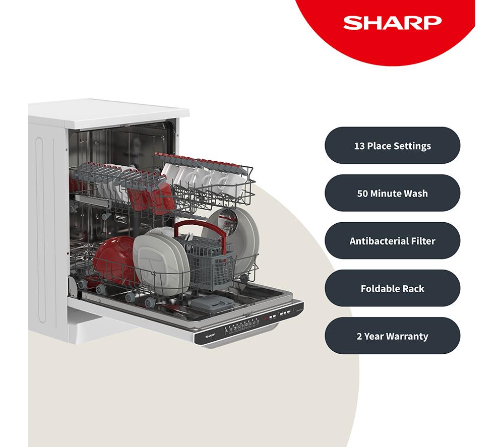 SHARP QW-DX41F47EW Lavavajillas de tamaño completo - Blanco