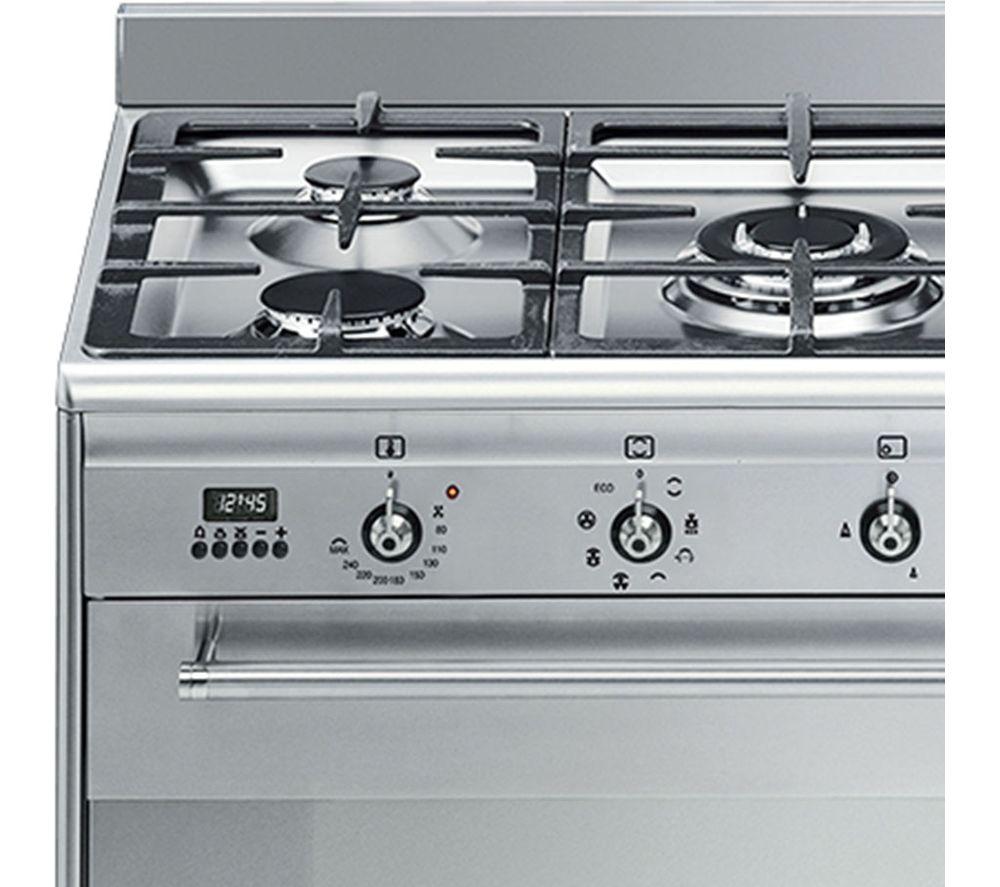 Cocina de pie SMEG SUK91MFX9 Concert de 90 cm de combustible dual - Acero Inoxidable